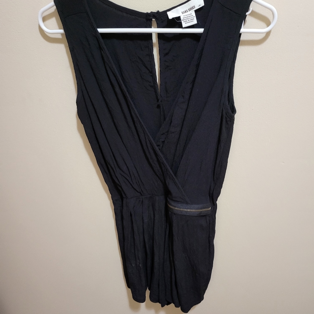 Black, one button back closure romper